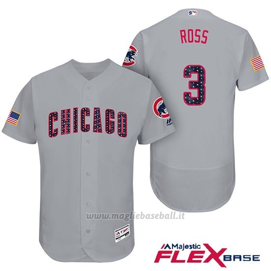 Maglia Baseball Uomo Chicago Cubs 2017 Estrellas y Rayas Cubs 3 David Ross Grigio Flex Base